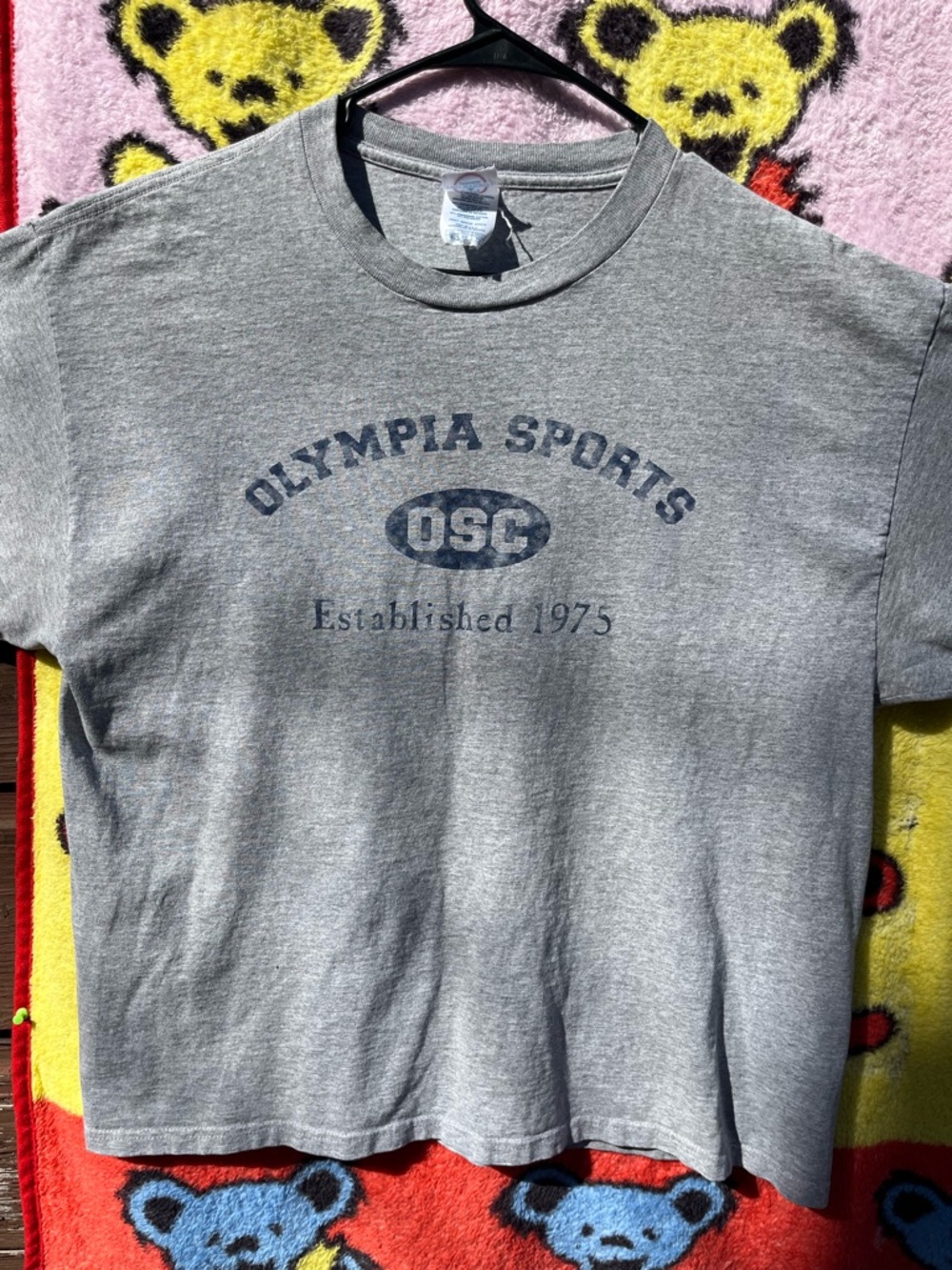 Vintage Olympia Sports normcore OSC Heather Gray Graphic Tee - Est 1975 Retro L